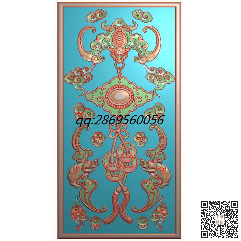 精雕图浮雕图蝙蝠如意双铜钱靠背板箱柜橱柜小门板jdp电脑雕刻图.jpg