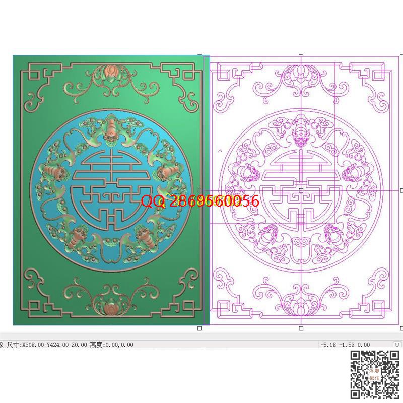 x167新款清式书柜门博古花纹洋花.jpg