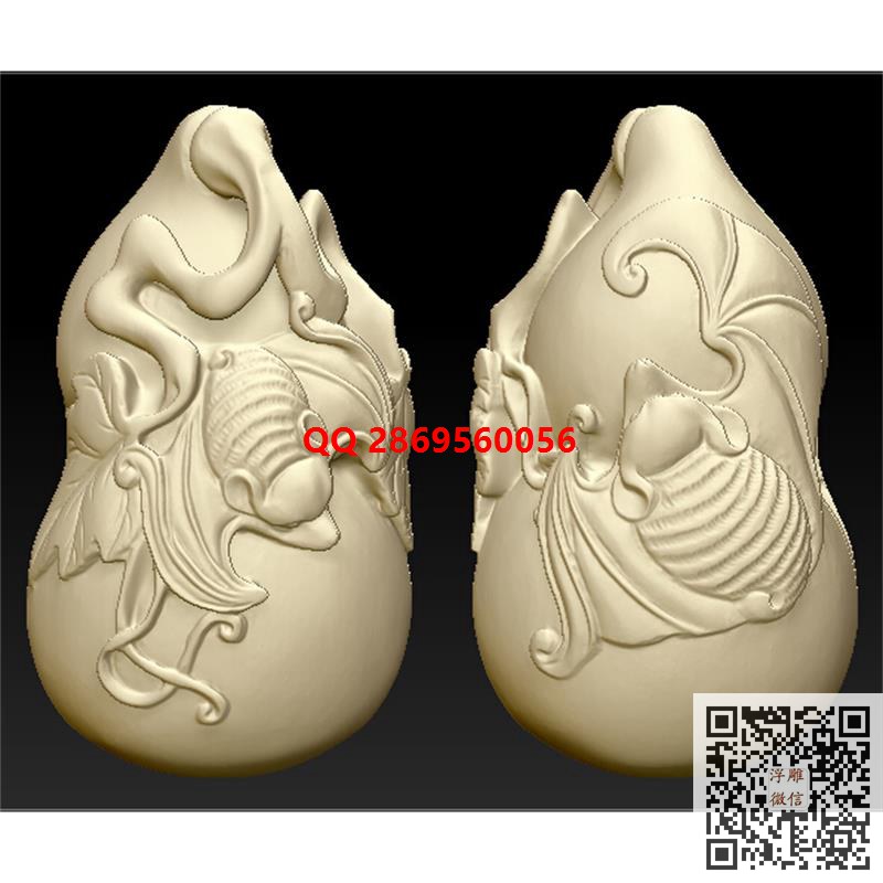 葫芦-蝙蝠圆雕图3d立体模型
