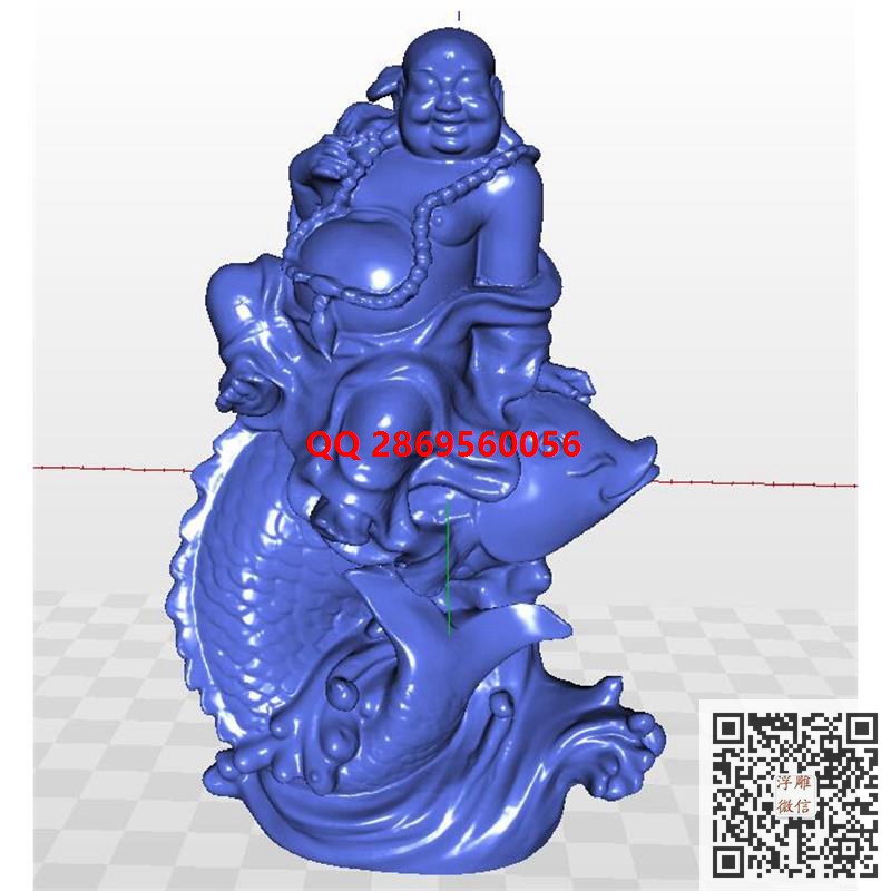 鲤鱼弥勒佛摆件stl圆雕图三维立体模型