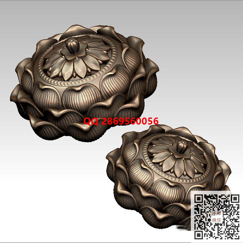 莲花香炉3d立体模型荷花香炉stl圆雕图