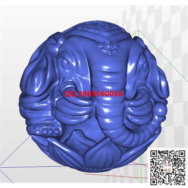 六牙象珠子3d打印三维立体模型大象珠子圆雕图