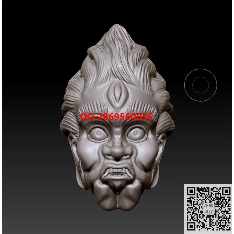 修罗头核雕挂件stl圆雕图3d打印三维立体模型核雕恶鬼头像挂坠