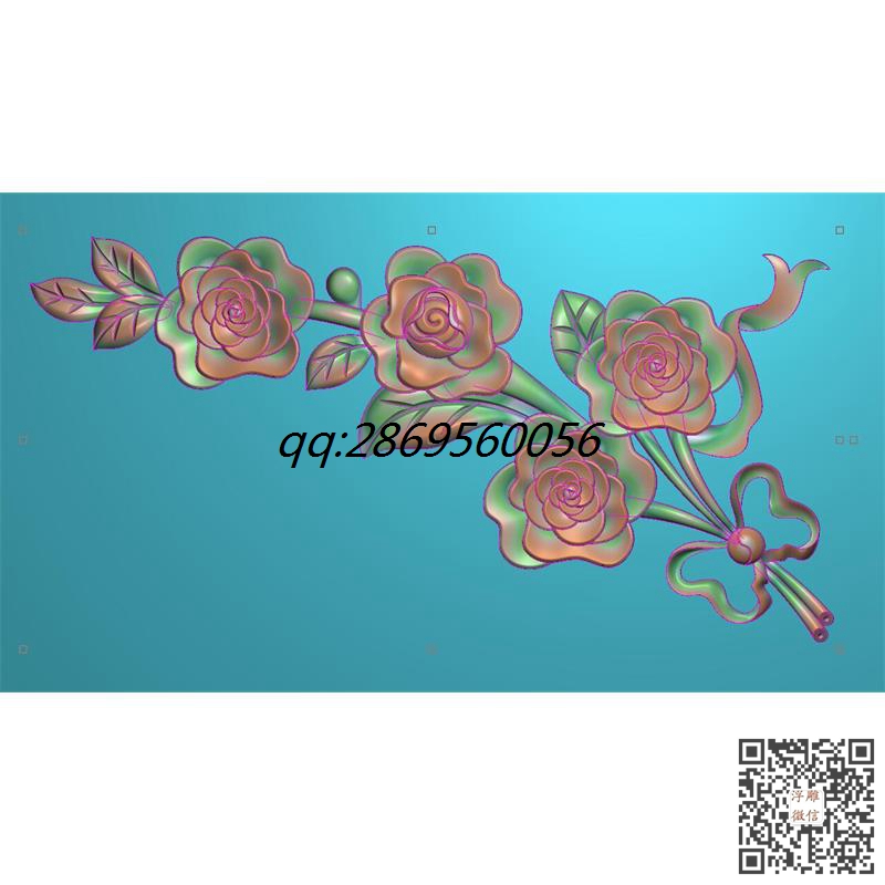 玫瑰花精雕图一束玫瑰花角花