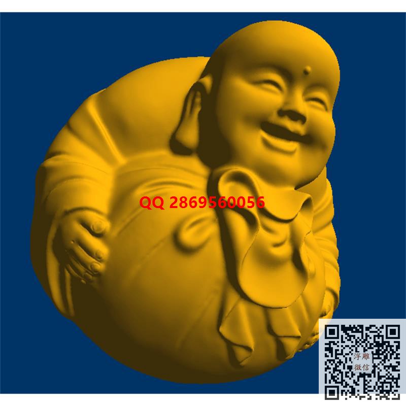 黄金袋弥勒stl圆雕图布袋佛摆件3d打印三维立体模型