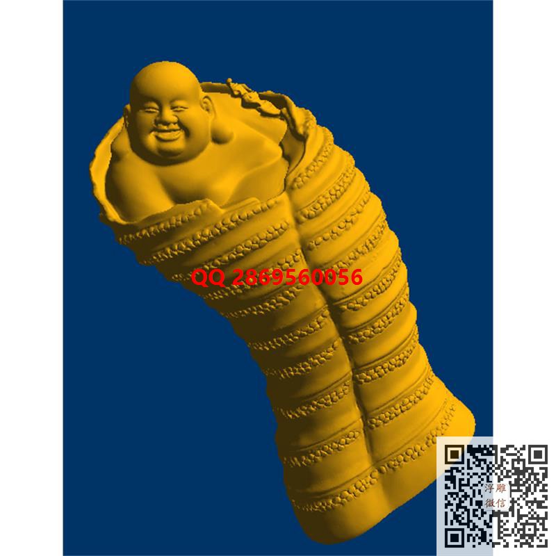 弥勒佛蝙蝠围袍stl圆雕图三维立体模型3d打印弥勒佛摆件