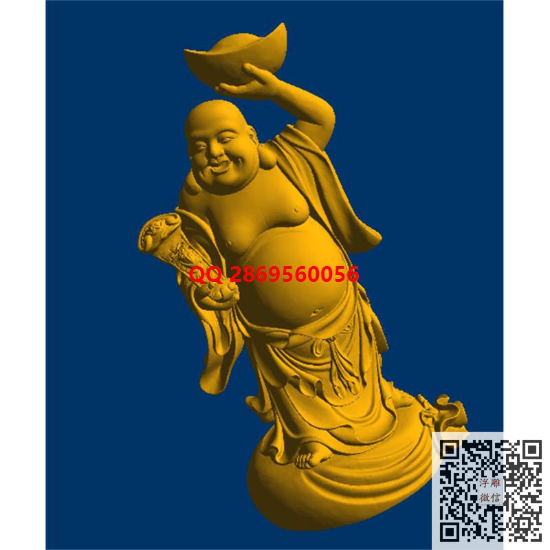 如意元宝弥勒stl圆雕图3d打印举元宝弥勒佛站像摆件三维立体模型