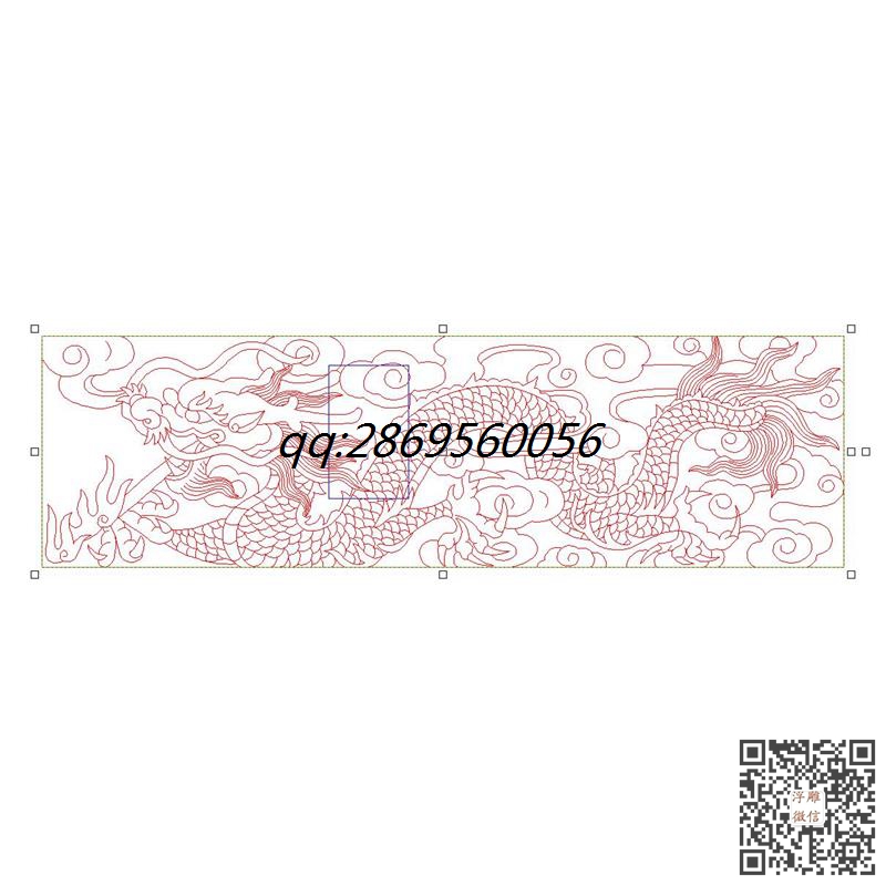 横板单龙线雕盘龙花板精雕图plt文泰矢量图石雕龙花板电脑数控激光雕刻图线条横版单龙