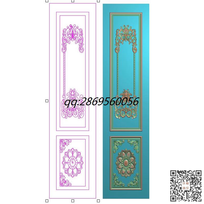 竖板洋花门花套图精雕图竖洋花灰度图欧式门花护墙板门板雕花