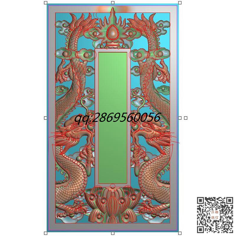 双龙牌位精雕图竖龙花边灵位灰度图双龙灵牌仿古龙牌位