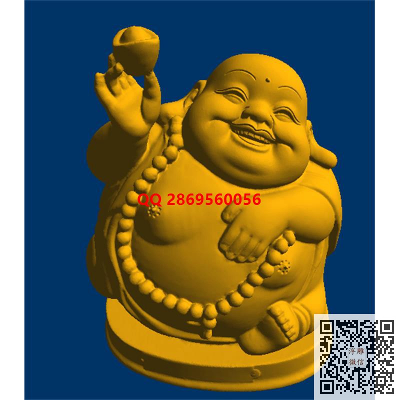 招财进宝弥勒stl圆雕图3d打印三维立体模型数控雕刻图