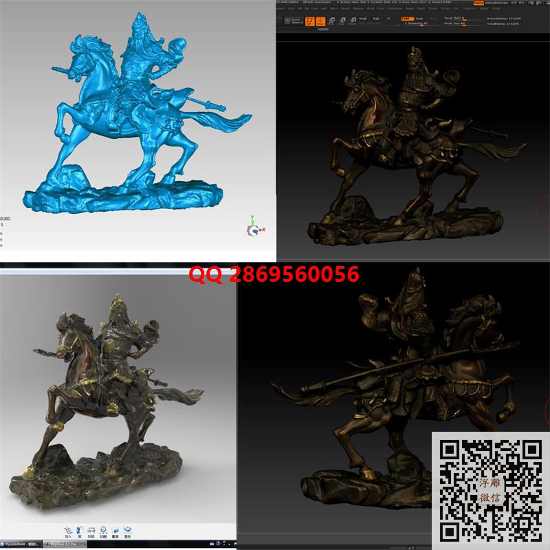 骑马关公摆件stl圆雕图武将关公3d打印大刀关羽骑马像三维立体模型