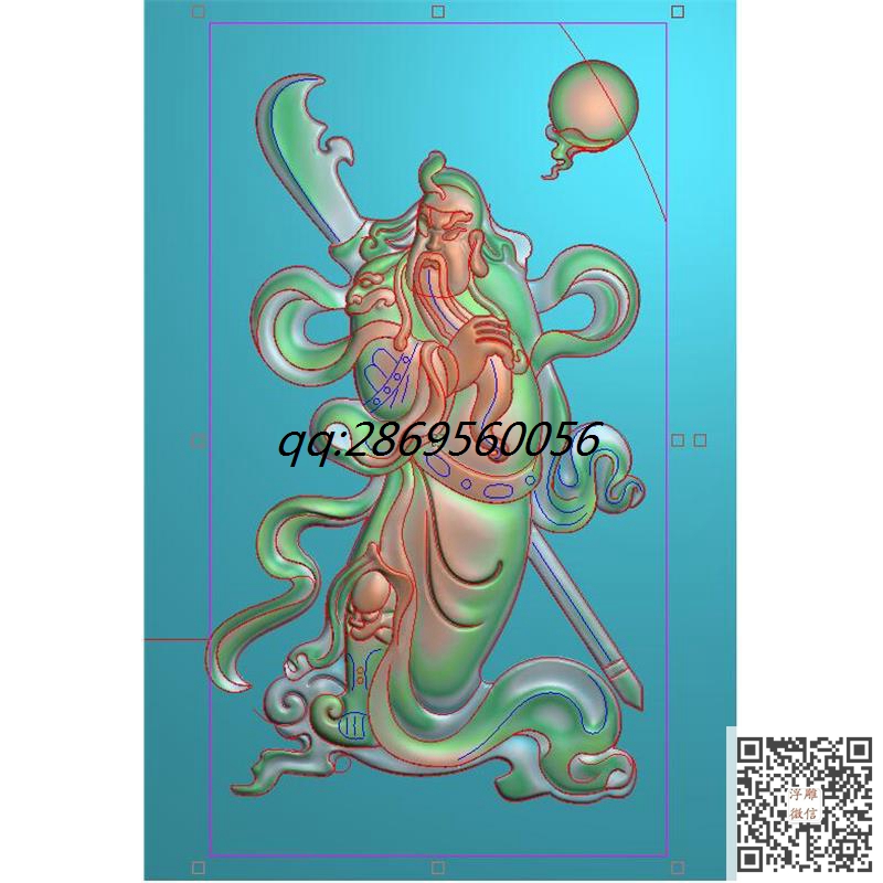 关公武刀挂件精雕图关公大刀牌子灰度图关公玉雕图