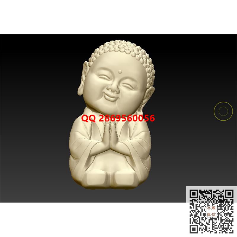 Q版小佛像摆件stl圆雕图3d模型三维立体模小和尚小佛摆件圆雕图