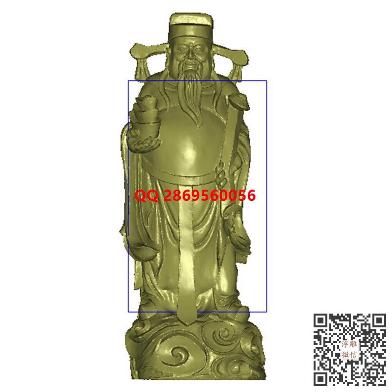 财神圆雕图stl财神站像3d三维立体模型