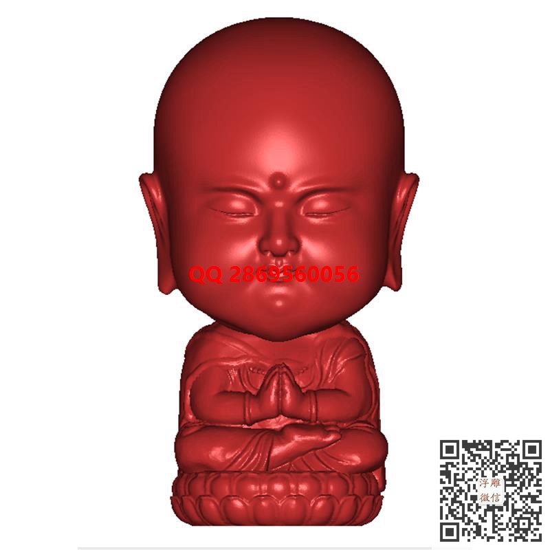 小和尚坐像摆件stl圆雕图三维立体模型3d打印小佛小和尚圆雕图