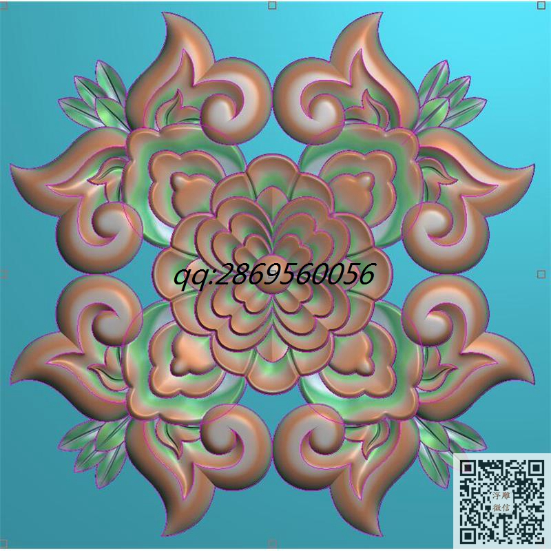 方形中式洋花门花精雕图