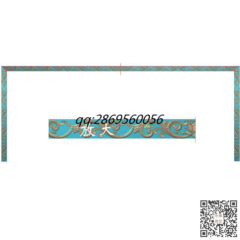 长条洋花牙板挂落洋花线条精雕图中式长洋花