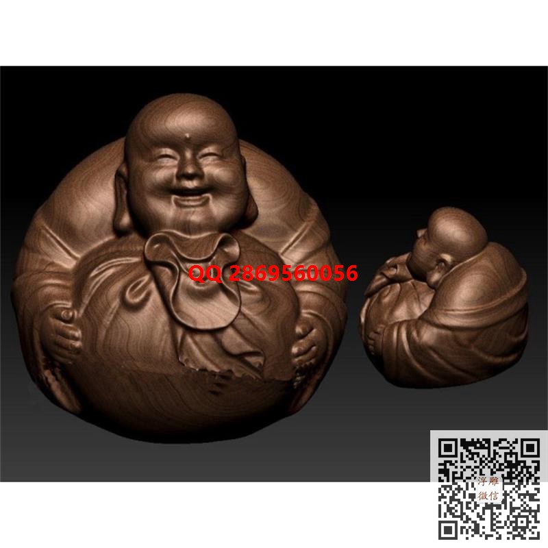 黄金袋弥勒佛摆件圆雕图布袋佛挂件stl三维立体模型