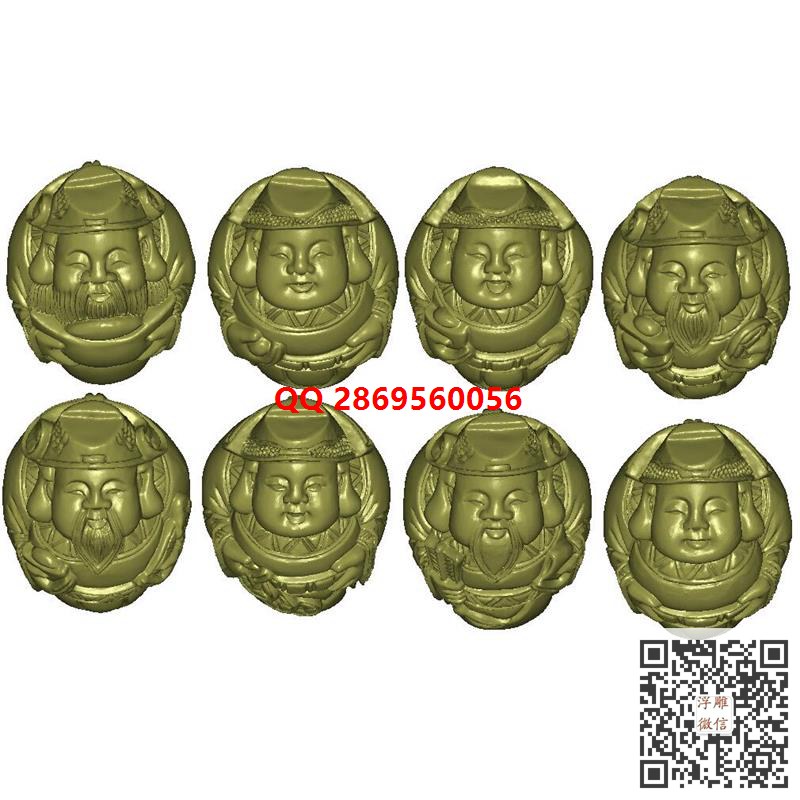 锦衣招财核雕财神挂件小财神挂坠stl圆雕图3d打印三维立体模型