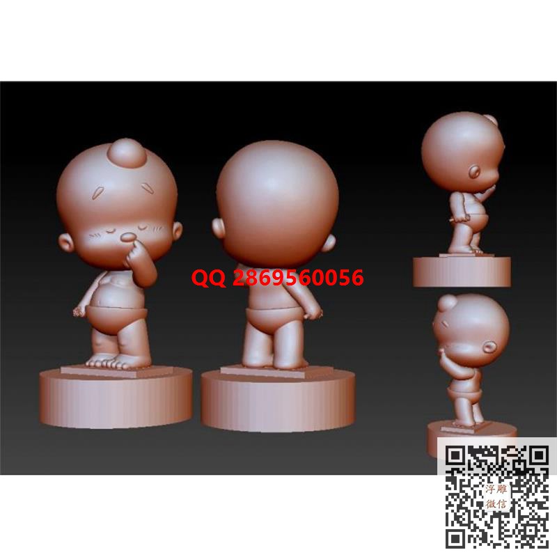 卡通小裤兜小屁孩小破孩儿童小孩stl圆雕图三维立体模型3d打印