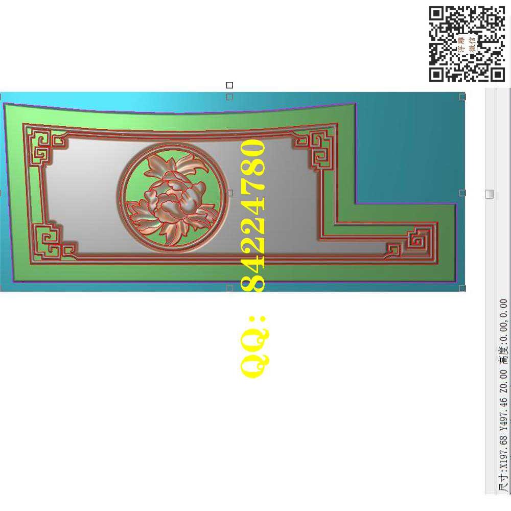 5.5牡丹花扶手精雕图牡丹花扶手板