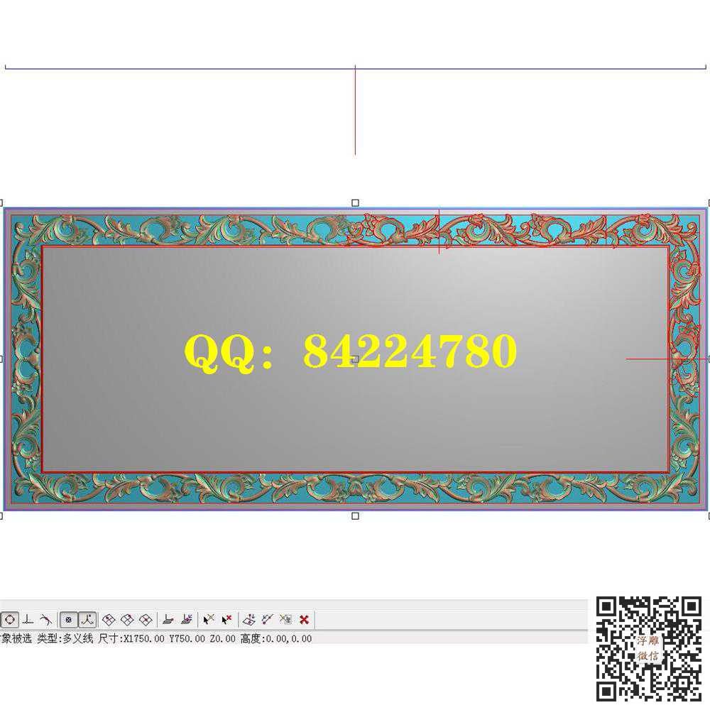 BK-391镂空洋花牌匾挂屏边框带线精雕图灰度图