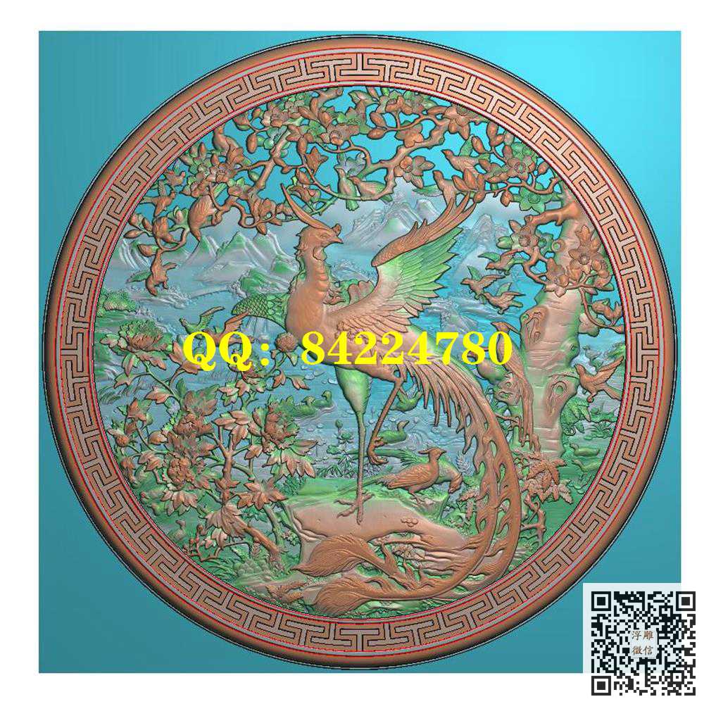 DF-108百鸟朝凤圆挂匾【扫描图】精雕图