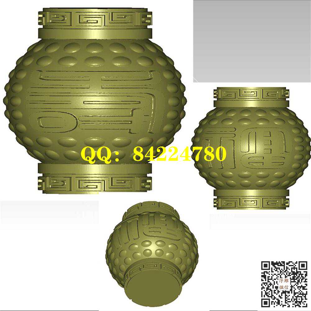HD-415福寿灯笼珠手串立体图珠stl圆雕图