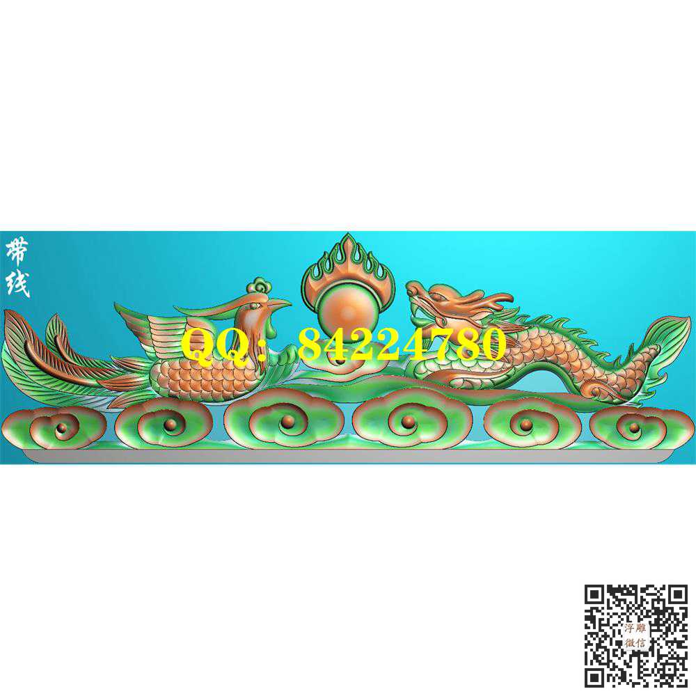 MBT-519石雕墓碑龙凤碑头精雕图灰度图