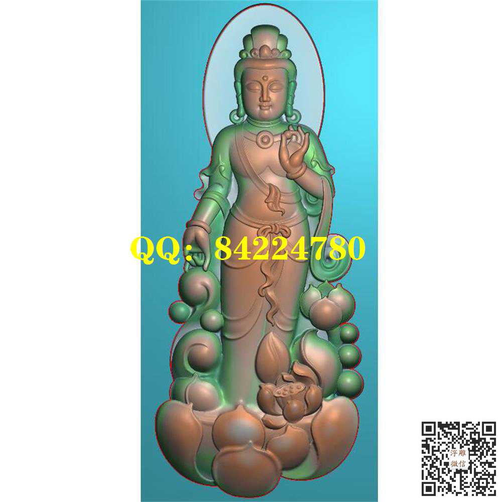 QCD-2237立体站观音精雕图灰度图
