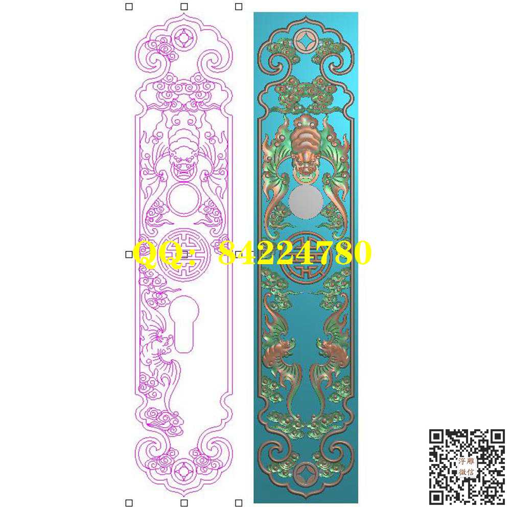 蝙蝠锁50-250精雕图灰度图