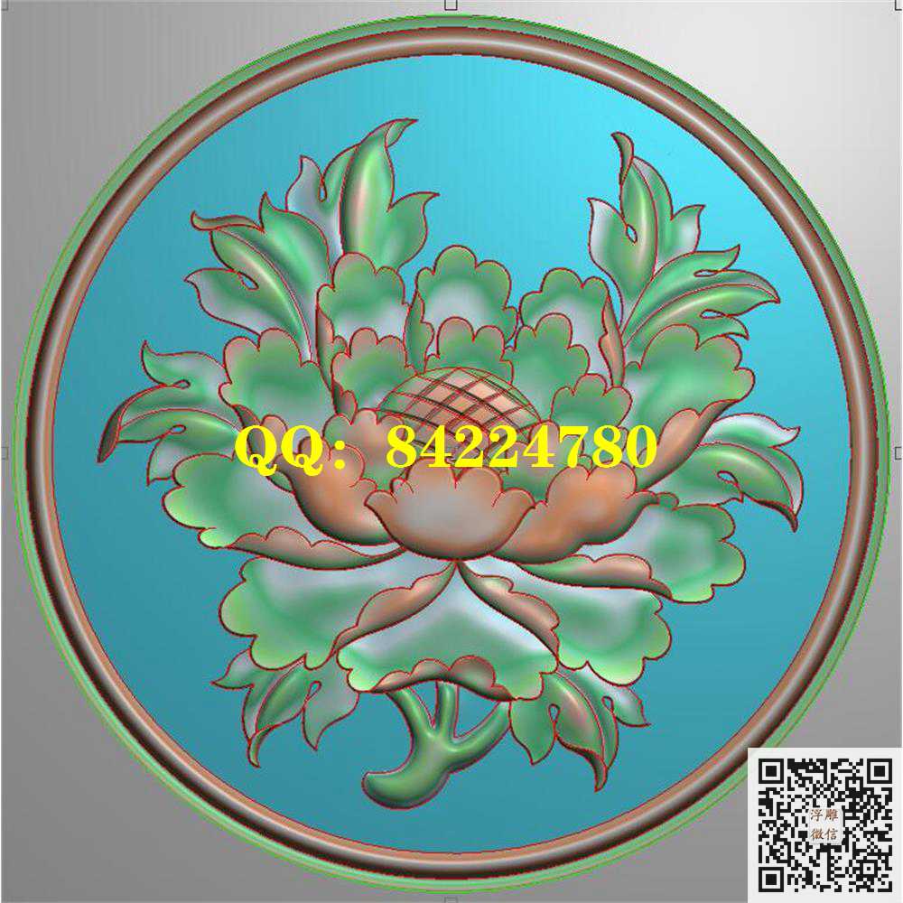 餐椅圆牡丹170精雕图灰度图