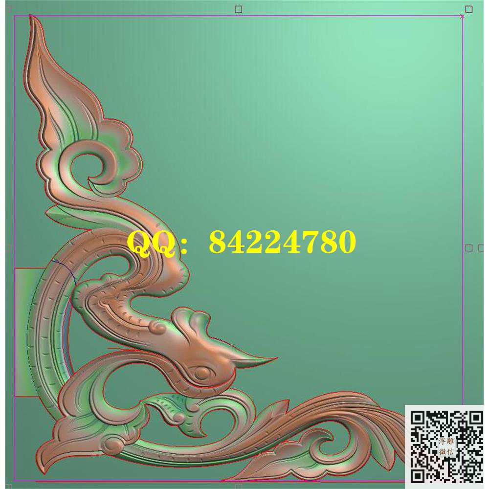 草凤凤凰角花精雕图灰度图