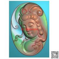 椭圆观音头像精雕图观音挂件牌子bmp灰度图侧观音头牌子jdp电脑雕刻图数控玉雕图浮雕图