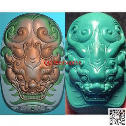 深雕立体貔貅挂件精雕图bmp立体兽牌浮雕图电脑雕刻图jdp灰度图仿古兽牌挂坠