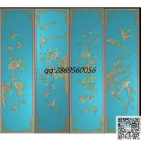 花鸟大衣柜门板四季花鸟精雕图仿古回纹边框荷花鸳鸯牡丹花鸟玉兰花鸟jdp素材文件电脑雕刻图灰度图bmp