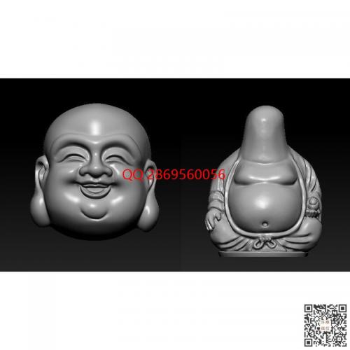 大头弥勒三通身体3d打印弥勒佛stl圆雕图电脑立体模型弥勒佛摆件雕塑摆件