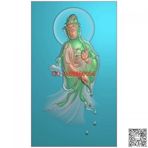 滴水飘逸观音站像挂件精雕图jdp5.21灰度图bmp电脑浮雕图数控雕刻机图纸素材半身水滴观音牌子