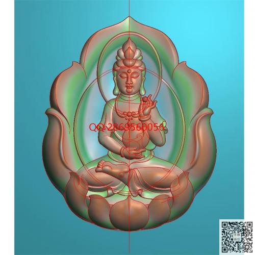 莲花叶包观音挂件精雕图jdp灰度图bmp电脑雕刻浮雕图数控雕刻机图素材荷花荷叶正坐观音牌子