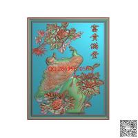 富贵满堂牡丹花孔雀柜子门板精雕图jdp灰度图bmp电脑雕刻浮雕图数控雕刻机图素材花鸟花开富贵