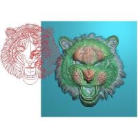 老虎头挂件精雕图jdp灰度图bmp电脑雕刻浮雕图数控雕刻机图素材猛虎头像挂坠玉雕图虎头