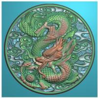 圆形盘龙圆牌挂件精雕图jdp灰度图bmp电脑雕刻浮雕图数控雕刻机图素材仿古龙牌子挂匾