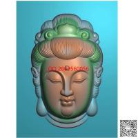 玉雕正观音头挂件精雕图jdp灰度图正面观音头像挂坠佛头bmp电脑雕刻浮雕图数控雕刻机图素材