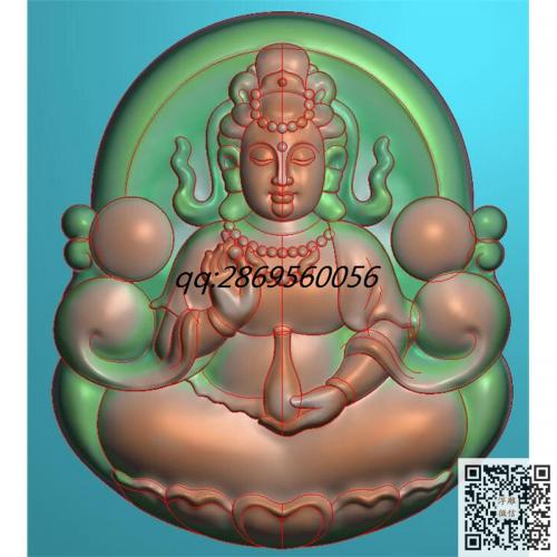 正坐观音挂件佛瓶观音牌子玉雕精雕图jdp灰度图bmp电脑雕刻浮雕图数控雕刻机图素材
