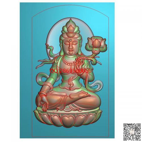 正装莲花观音挂件坐莲大势至菩萨牌子精雕图jdp灰度图bmp电脑雕刻浮雕图数控雕刻机图素材