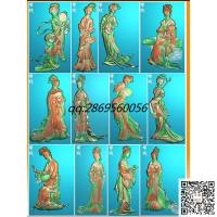古代仕女图美女仙子精雕图jdp灰度图金陵十二钗人物图12张带线bmp电脑雕刻浮雕图数控雕刻机图素材