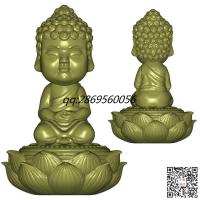 卡通弥勒佛香炉stl圆雕图3d打印宝宝佛摆件电脑雕刻童子佛小佛坐莲台浮雕图数控雕刻机图素材