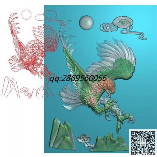 大展宏图大展鸿图老鹰挂件精雕图山水老鹰挂件带线jdp灰度图bmp电脑雕刻浮雕图数控雕刻机图素材