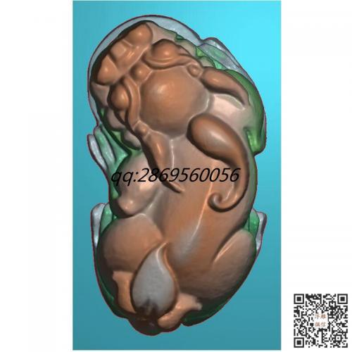 貔貅挂件精雕图jdp灰度图仿古貔貅神兽牌子挂坠bmp电脑雕刻浮雕图数控雕刻机图素材